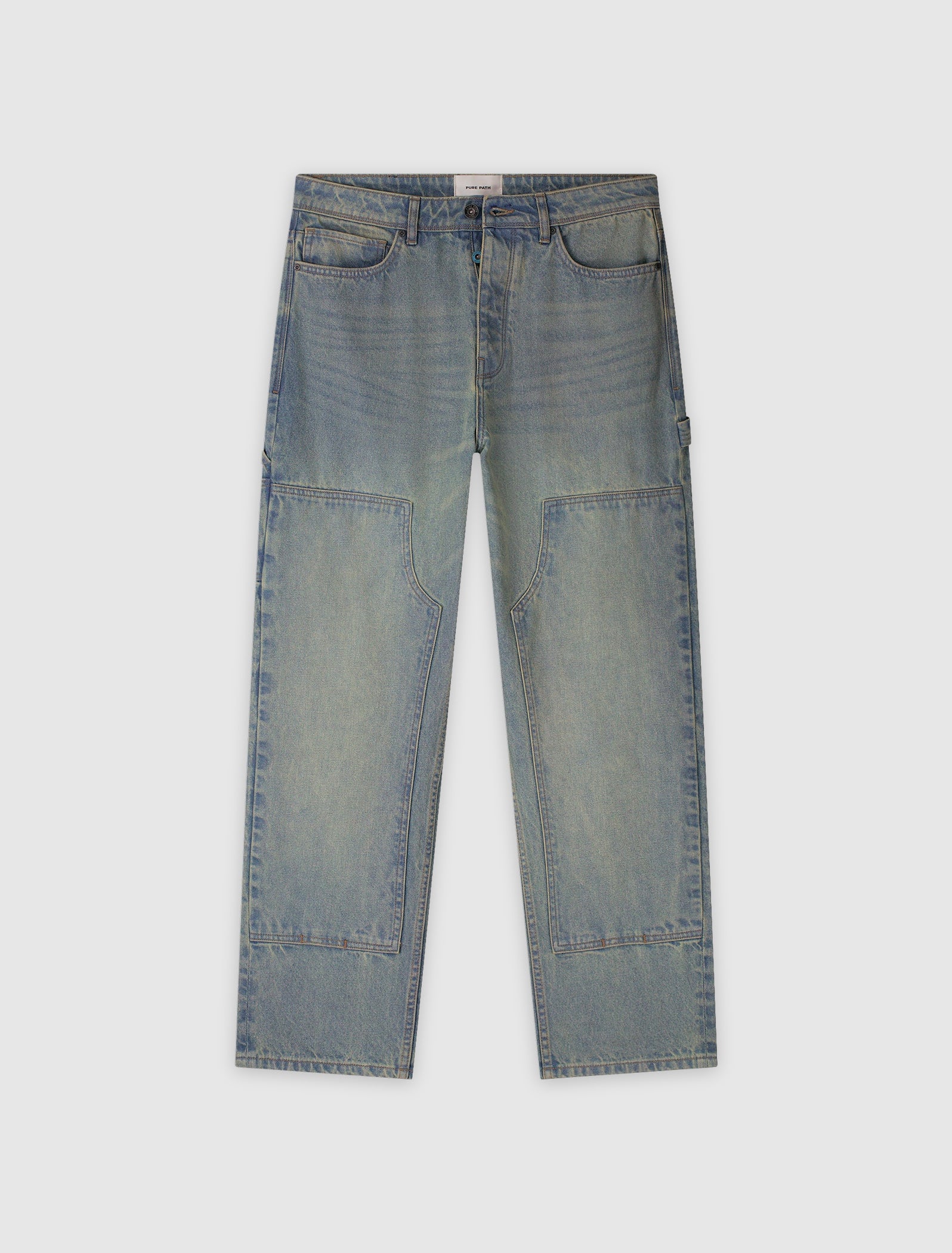 Relaxed Straight Fit Worker Jeans | Denim Blue Green