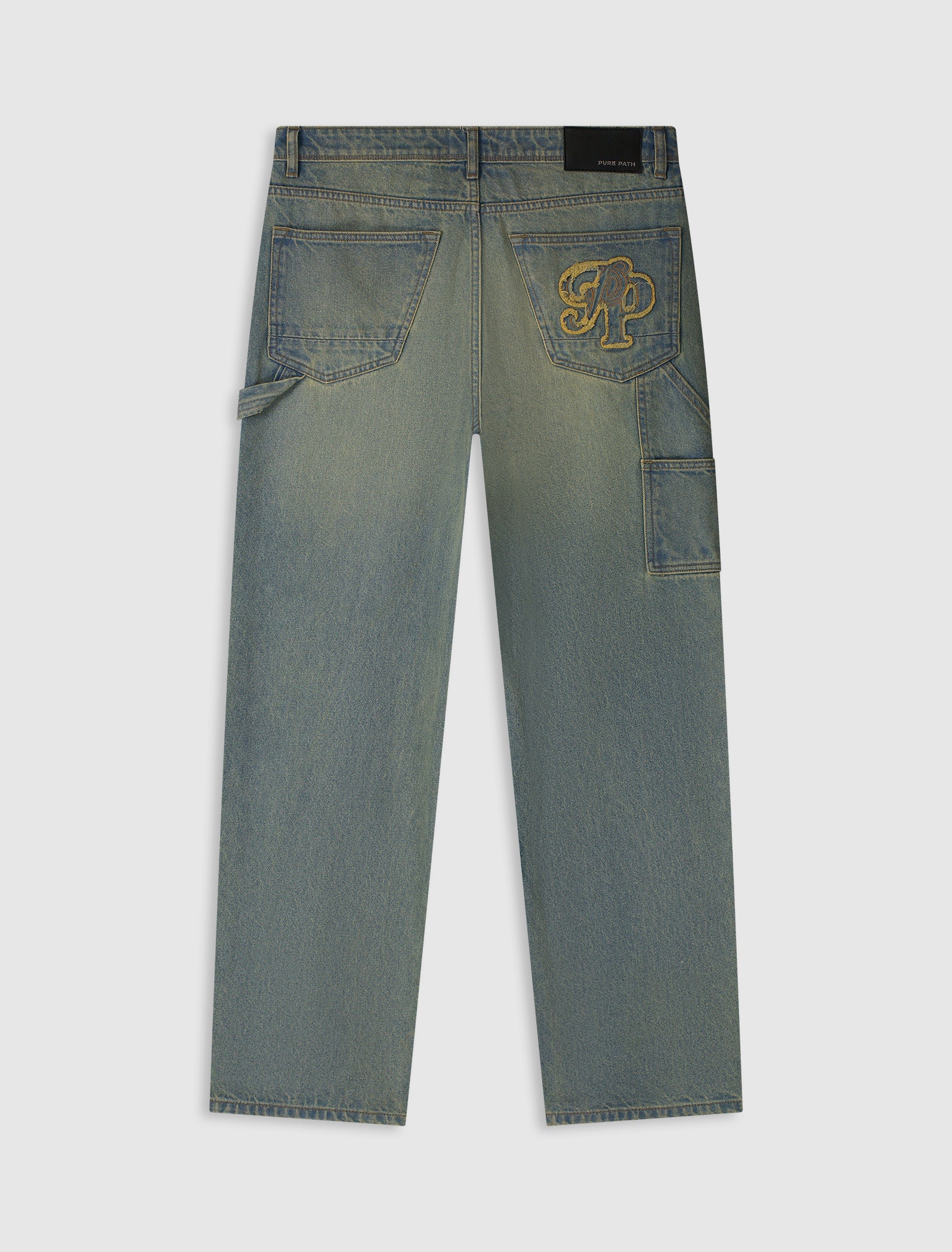 Relaxed Straight Fit Worker Jeans | Denim Blue Green