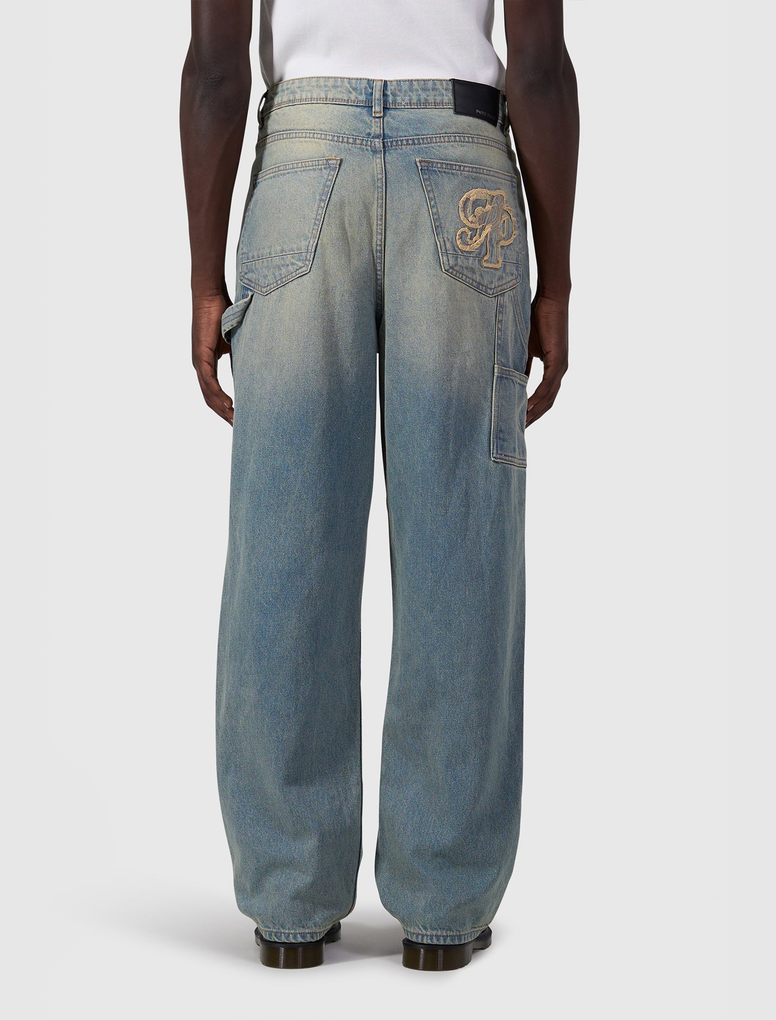 Relaxed Straight Fit Worker Jeans | Denim Blue Green